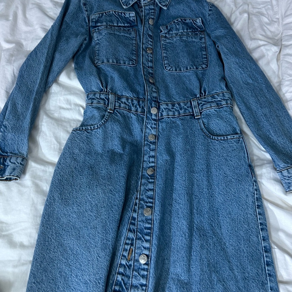 Zara Blue Denim Maxi Dress